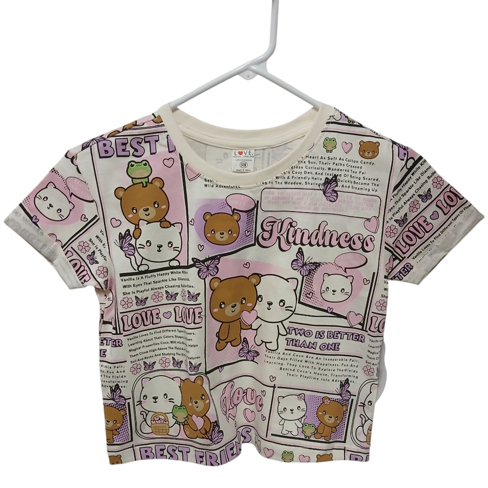 NWT Love Peace Cute Cartoon Graphic Tee